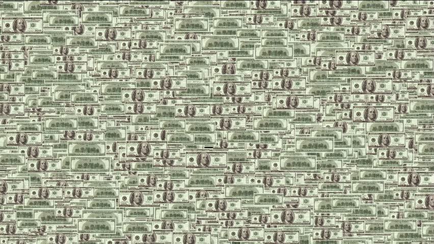 Float looming 100 dollars background.