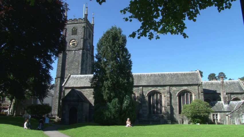 The main parish church of Tavistock in the town centre, looking typically British.