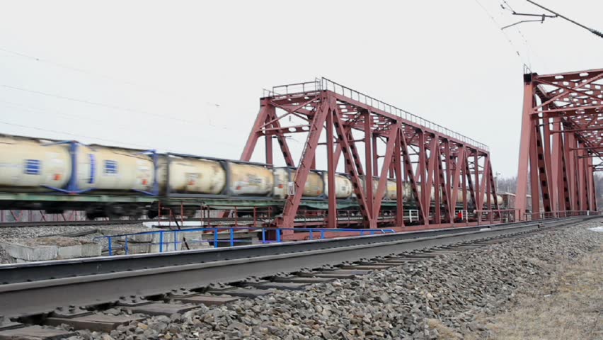 Freight train traveling on the railroad