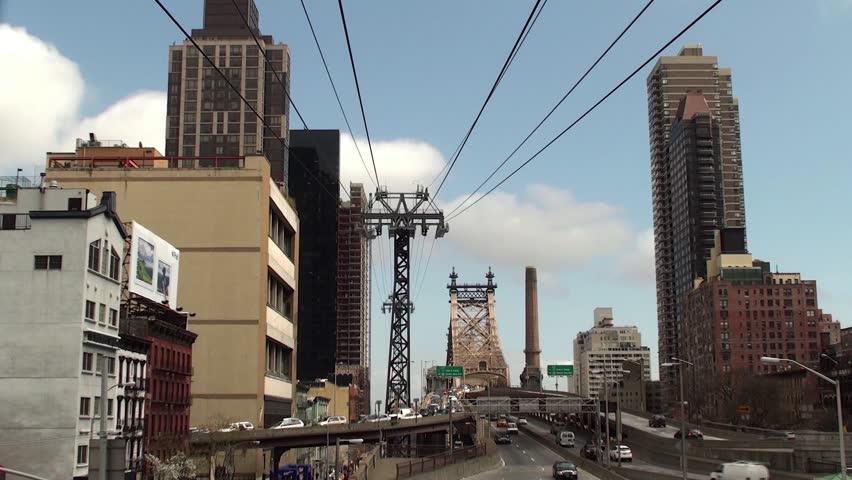 NEW YORK CITY - APRIL 16:
View of Ed Koch Queensboro Bridge & cableway from Manhattan on April 16, 2013 in NYC, New York, USA.