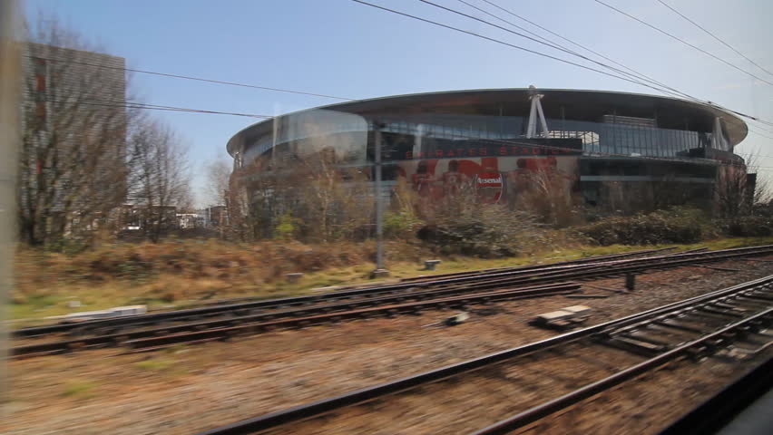 FINSBURY PARK, ENGLAND on APRIL 3rd: Passing Ashburton Grove stadium, London, UK.  At a capacity of 60,361, it is the third-largest football stadium in England after Wembley and Old Trafford.