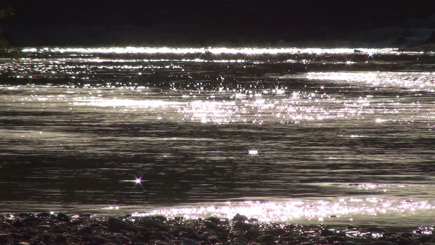 Sunlight Reflection in River, Star Reflections on Stream, Running Water, Sunset