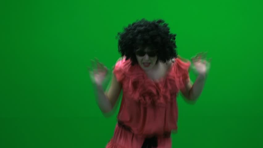 women dancing funny isolated