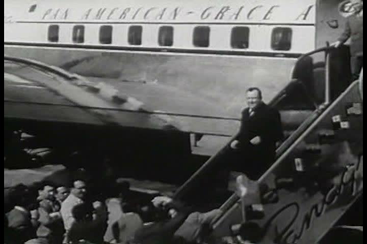 1950s - Newsreel stories: UN planners for peace meet in Chile. US normalizes relations with Spain's Francisco Franco. Defense Secretary Marshall swears in 700 civil defense workers.