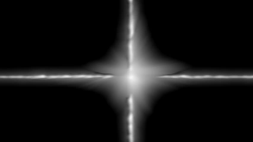 A bright white cross slowly rotates