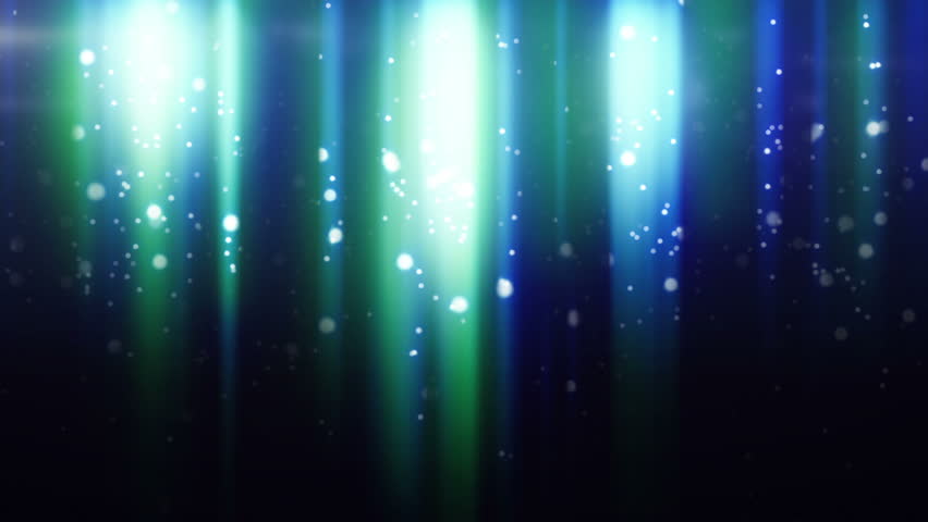 blue particles flying in light beams loop