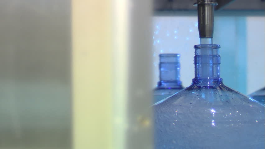 Production line in the bottled water factory.