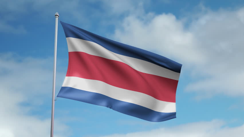 HD 1080p clip of a slow motion waving flag of Costa Rica. Seamless, 12 seconds long loop. 