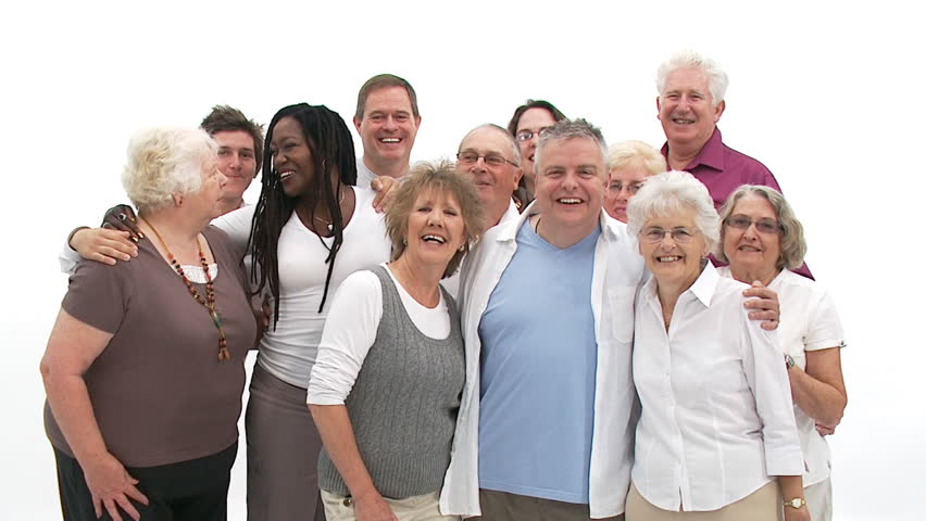 Seniors Portrait With Group Of Happy Old Men And Women Looking At Seniors Portrait With Group Of Happy Old Men And Women Looking At