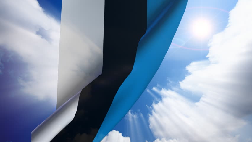 Estonia flag animation with real time-lapse clouds.