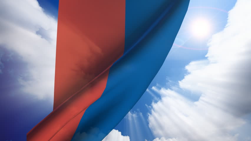 Haiti flag animation with real time-lapse clouds.
