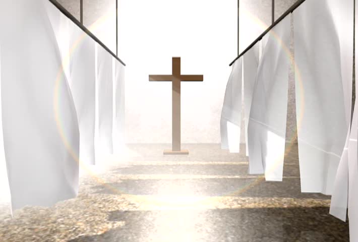 video background with Holy cross and sheets blowing in the breeze