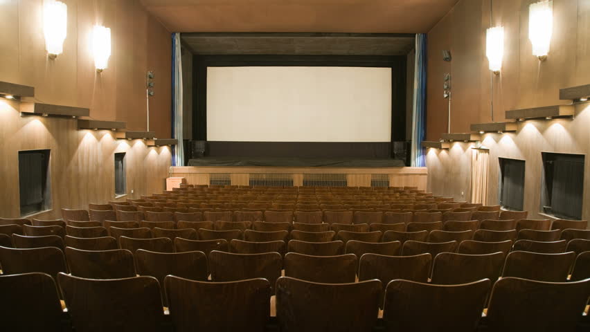 Cinema auditorium is crowding by people to watch movie performance. Ready for adding your own picture or text. Time lapse.