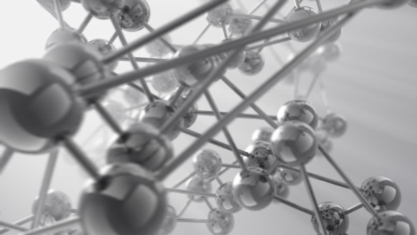 3d photorealistic rotating model of molecule. Seamless loop. Depth of field.