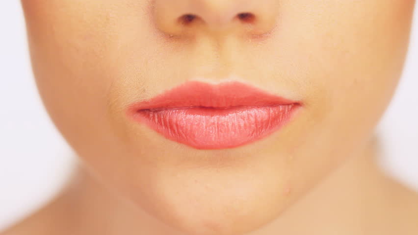 Sexy Woman Lips With Pink Gloss Closeup Stock Footage Video 1106137