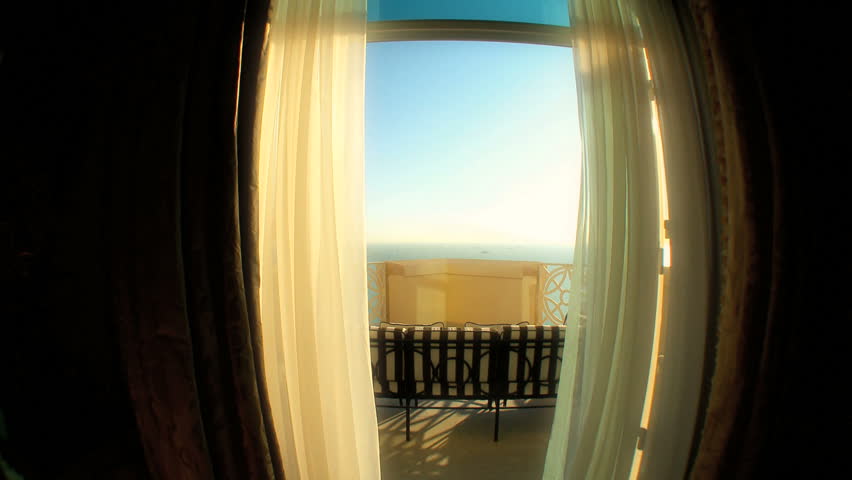 Comfortable lounging furniture on balcony of luxury apartment