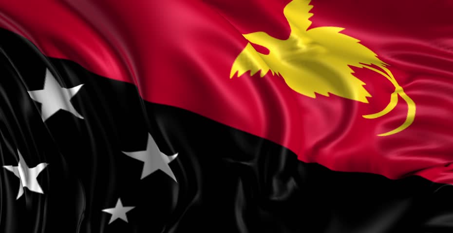 Animation Of The Full Fluttering National Flag Of Papua New Guinea