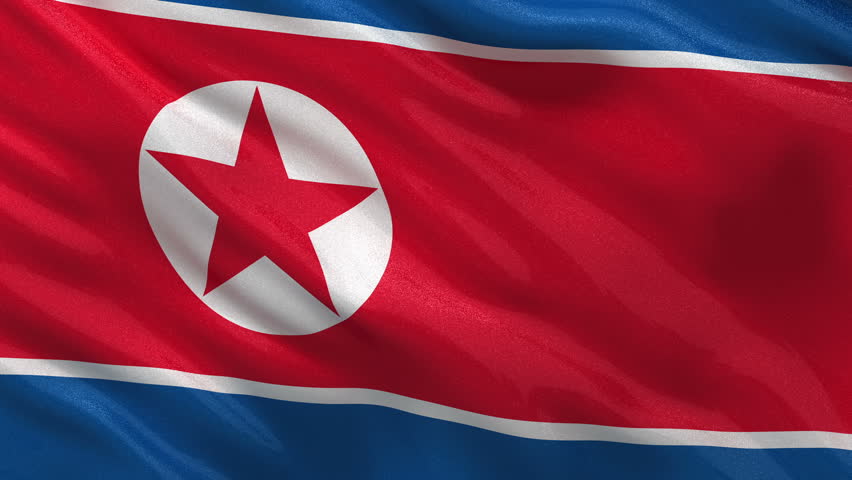 Highly Detailed Flag Of North Korea Ripples In The Wind. Looped 3d
