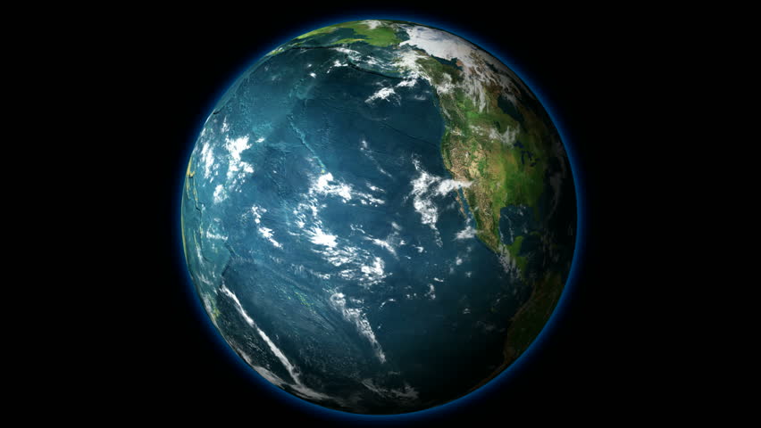 HD 1080 - Planet Earth rotates on Black Background (Loopable). Correct Earth Rotation - Earth's axis deviates from the perpendicular to the orbital plane at 23.30 degrees.