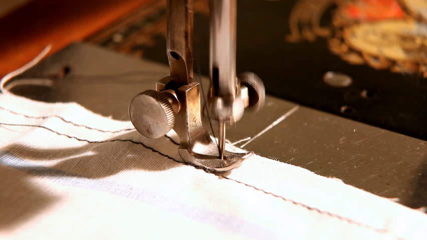 stitching machine close-up sewing process