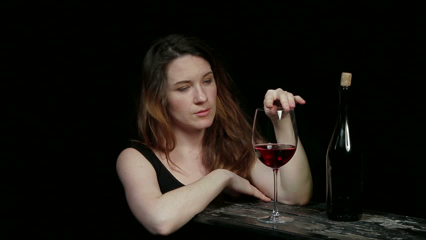 Sad Babe Woman Drinking Wine Alone Stock Footage Video Shutterstock