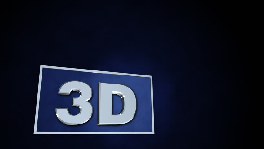 Chrome 3D shatters screen as it pushes through angled 16x9 frame against blue background.
