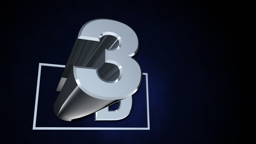 Chrome 3D pushes through angled 16x9 frame against blue background.
