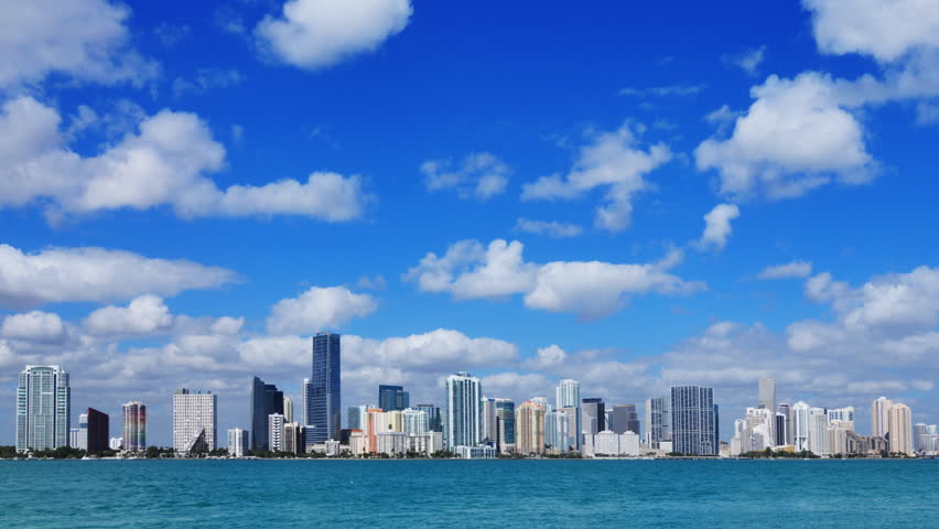 Miami skyline - time lapse on a beautiful sunny day in South Florida - tighter crop
