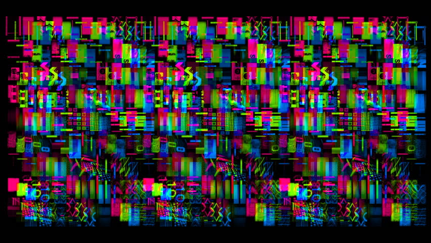 digital animation of hd screens showing static distortion and countdowns, all content self created