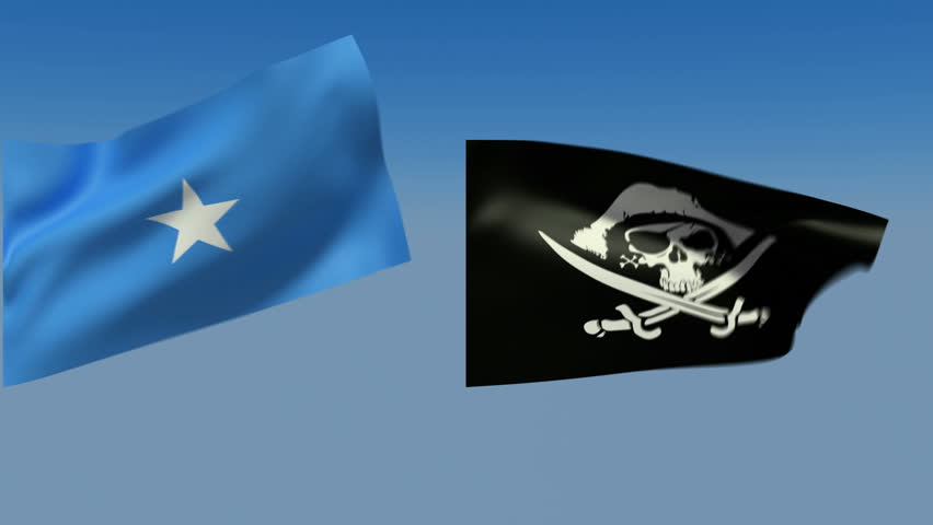 Loopable Somalia and pirates jolly Roger Flags. Alpha channel is included