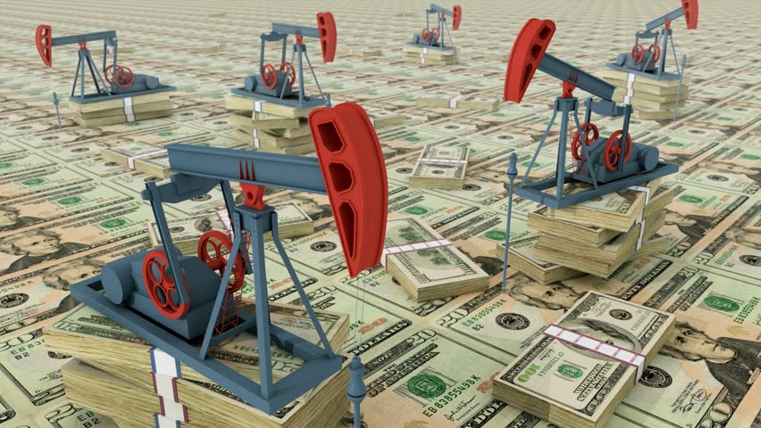 Oil pumps on dollar banknotes