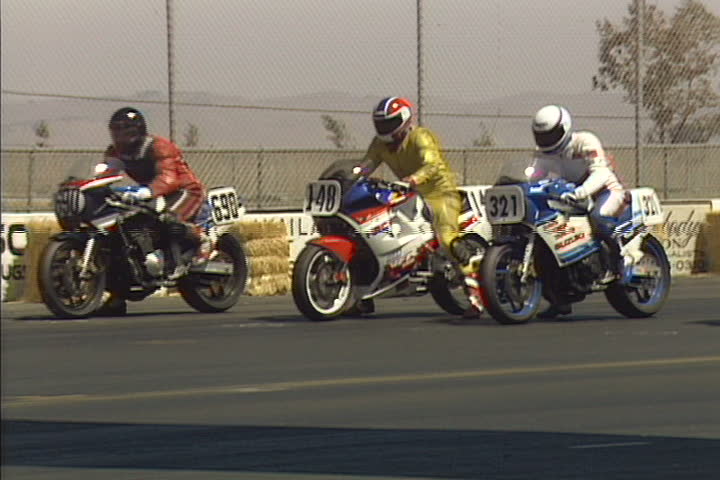 NAPA, CA - CIRCA 1989: Amateur AFM motorcyclists compete in 1989 at the former Sears Point Raceway (now Infineon Raceway) in Napa, California.