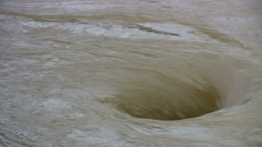 Whirlpool result from the turbulent flow of water