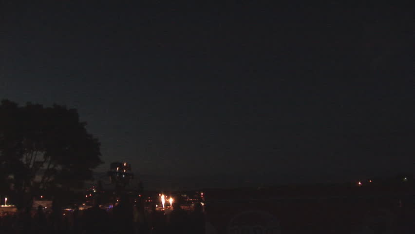 Hot air balloon at night - two bursts of burner