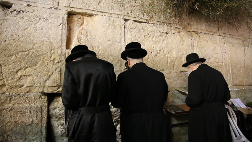 JERUSALEM, ISRAEL Ã¢â¬â SEP 18: Midnight prayers are reciting Slihot (penitential prayers) and imploring until Yom Kippur at the Western Wall, September 18, 2009.