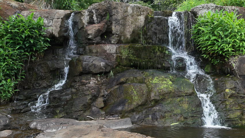 Top portion of Waipo'o Falls as seen from the Canyon Trail in Koke'e State Park, Kauai, Hawaii. Includes ambient sound.