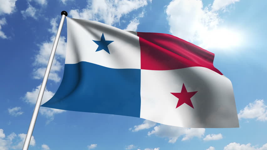 Flag Of Panama Gently Waving In The Wind Seamless Loop With High Quality Fabric Material Stock