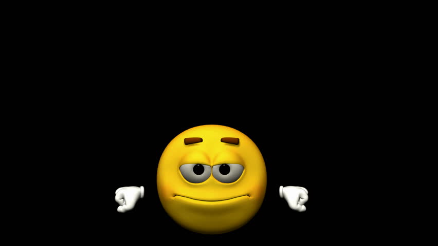 Looping Emoticon Animation: Bounce. With Alpha Mask, isolated on black