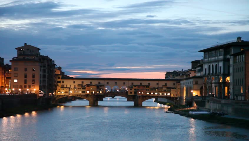 Ponte Vecchio of Florence at sunset