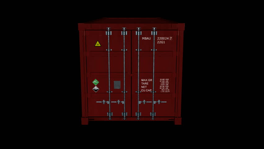 Looping Container Unloading Animation 1. With Alpha Mask, isolated on black