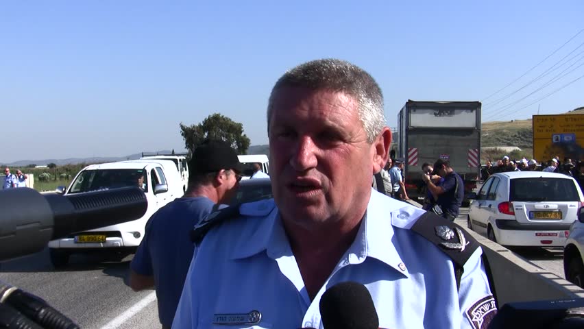 MOUNT CARMEL, ISRAEL - MAY 04: Northern District Chief Superintendent Yehuda Maman briefs during Druze protest against laying of natural gas pipeline on disputed land, Israel, Carmel, May 04, 2010