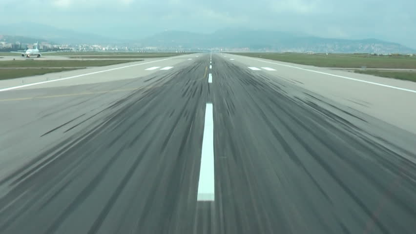 Aircraft takeoff. Crew view