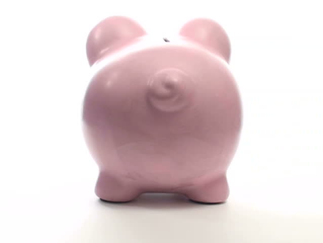 Piggy bank poops pennies - NTSC
