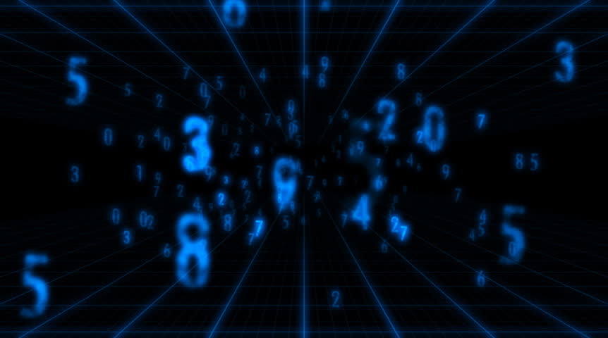 Flying through blue decimal numbers. Loopable. NTSC 