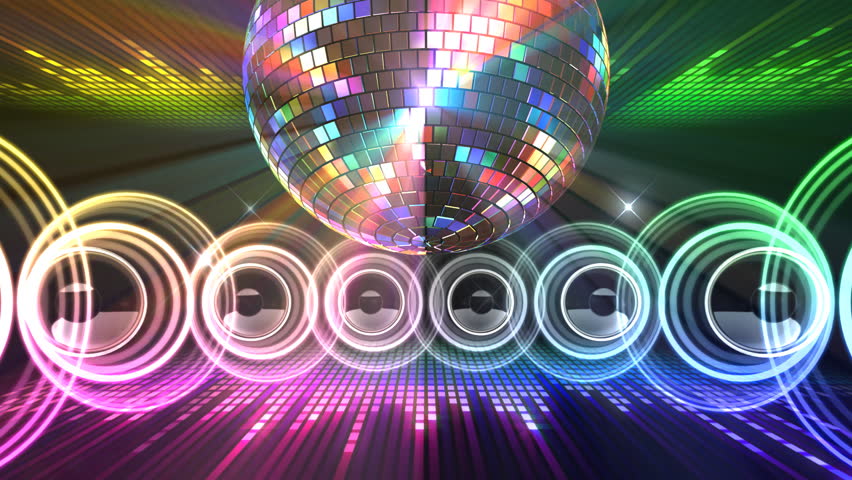Speakers, equalizers and Mirror ball.