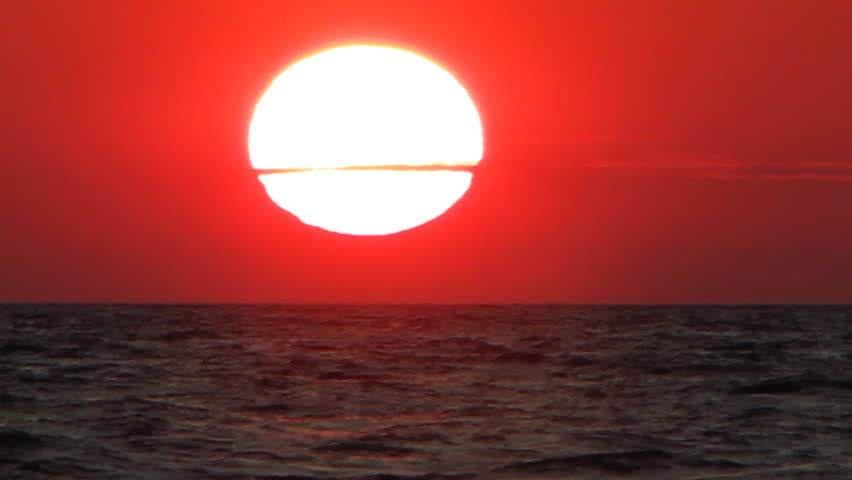  Sea sunset. Sun Dipping Below