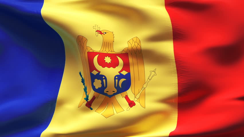 Textured MOLDOVA  satin cotton flag with wrinkles and seams