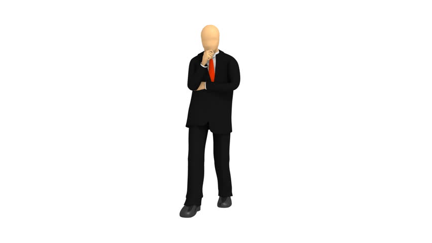 Animated graphics showing a thoughtful 3d-man