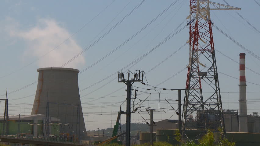 Coal fired power plant smokestacks