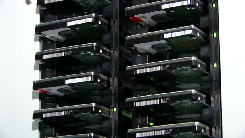 Hard Disc Array With Blinking LED Lights
